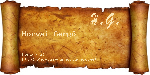 Horvai Gergő névjegykártya